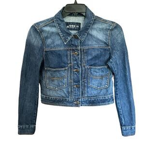 Gap 1969 Jean Jacket Button Front Dark Wash Blue Denim Pockets Women Medium